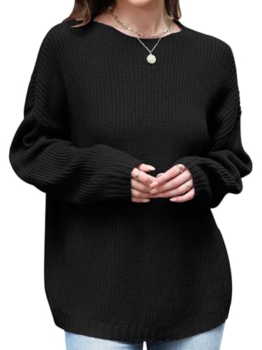 Womens Sweaters Early Fall Fashion Outfits 2025 Oversized Sweatshirt Trendy Long Sleeve Shirts Dresses Ladies Tops Blouses Dressy Casual Christmas Holiday Outfits Winter Old Money Clothes Black L2