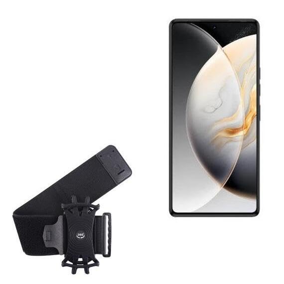 BoxWave Holster Compatible with Tecno Camon 30 5G - ActiveStretch Sport Armband, Adjustable Armband for Workout and Running - Jet Black