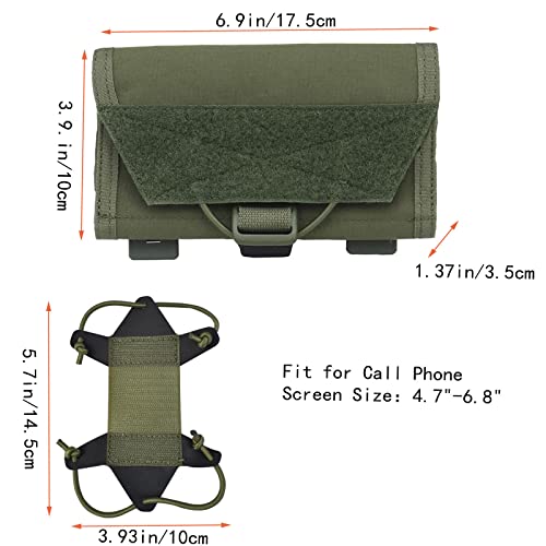 Tactical Phone Pouch Tactical Vest Phone Holder Multicam Chest Cell Phone Holder Carrier Phone Mount For Screen Size 4.7"-6.8" (Green) #TOP4
