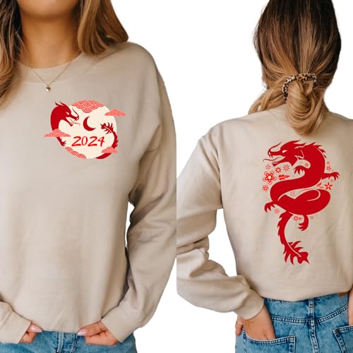 Dragon Sweatshirt, Year of the Dragon 2024 Sweatshirt, Chinese Dragon Graphic Hoodie New Year Chinese Dragon Sweater