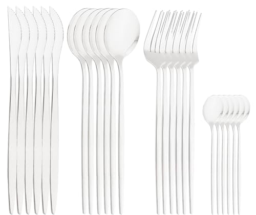 Conjunto de Talheres 24 Peças Aço Inoxidável – Acabamento Premium...