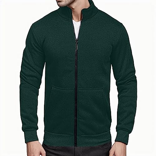 Suéter de punto para hombre con cremallera y cuello alto ligero para entretiempo