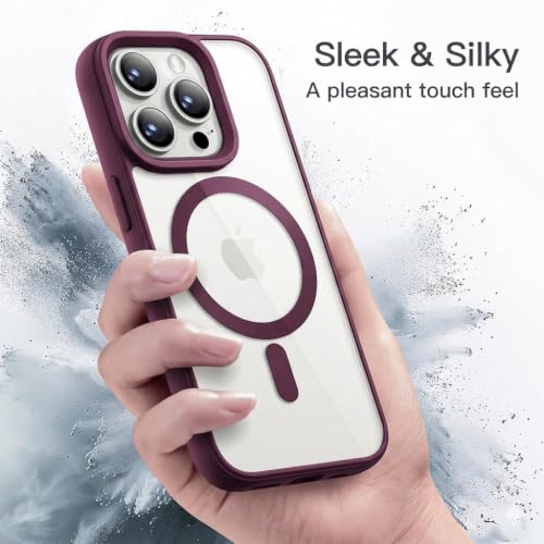 Image of DIZORO iPhone 15 Pro Max Case,Compatible with MagSafe, Non Yellow Military-Grade Drop Protection & Hard PC Back Cover Slim Transparent Anti-Scratch Shockproof Phone Case - Wine Red