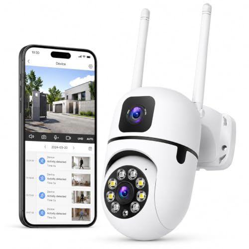 360° WiFi Smart Security Camera with Dual Lens, 2-Way Audio, Nigh...
