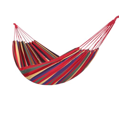Generic Portable woven canvas hammock with travel bag,comfortable.Swinging canvas striped hanging bed suitable for terraces,courtyards,camping, hiking,backpacks,beaches,picnics (No stick)