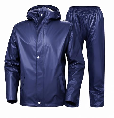 Image of Mens Raincoat Suit with Pant set Zenvoro Series | Waterproof Lightweight Breathable Rain Wear | Strong Stitching, Elastic Cuff & Waterproof Zipper Raincoat for men waterproof