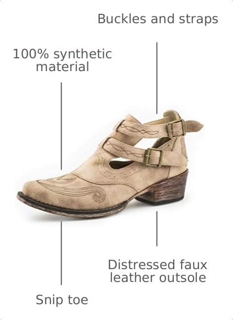 Image of ROPER Womens Willa Embroidery Snip Toe Casual Boots Ankle Low Heel 1-2 inch
