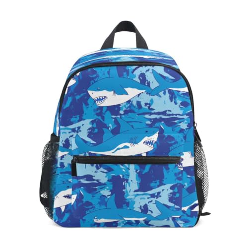 Sac à dos enfant requin blanc bleu pour école maternelle et préscolaire