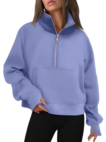 Image of AUTOMET Womens Sweatshirts Half Zip Cropped Pullover Fleece Quarter Zipper Hoodies 2026 Fall Fashion Outfits Clothes