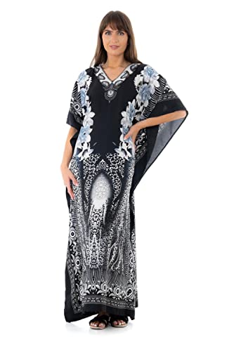 Looking Glam Nuevo de Mujer Grande Maxi Kimono Túnica Kaftán Vestido Kaftán tamaño Libre Bianco 30001-46-50