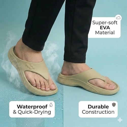 Image of Men's Premium Comfort Slip-On Slippers with Soft Cushioned Footbed, Lightweight Flexible Sole, Anti-Slip Outsole for Indoor Outdoor Daily Wear