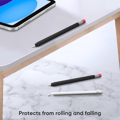 Image of Fintie Silicone Sleeve for Apple Pencil (USB-C), Light Pen Skin Case Cover Soft Protective Anti-Slip Pencil Grip Holder, Supports Magnetic Attachment, Black