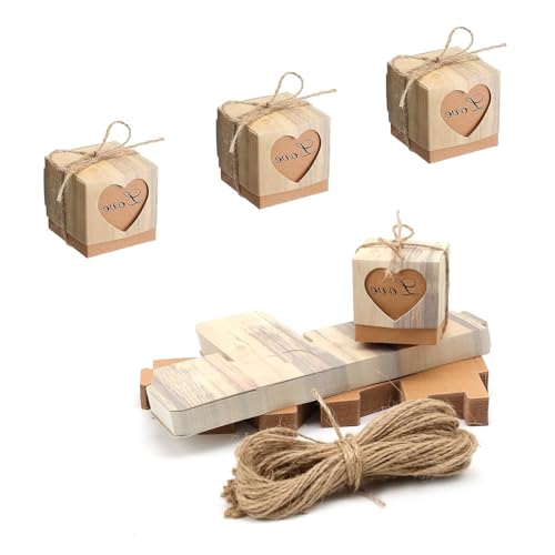 DIYCUT Boite Cadeau Vide, Boite Dragees Mariage de 50 Pièces, Petit Carton de Bonbons de Baptême 5 x 5 x 5 cm, Coffrets Cadeaux avec Ficelle, pour les Bonbons, le...