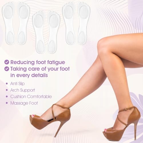 Image of 3Pairs Gel Shoe Inserts for Women, Thickened Gel High Heel Cushion Insoles Women, Non-Slip PU Shock-Absorbing 3 /4 Clear Gels Insoles, Washable Arch Support Shoe Pads for High Heel, Sandal, Flat Feet