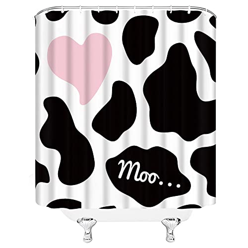 Aydsmyd Cow Print Shower Curtain Black White Milk Cow Cowhide Creative Fabric Bathroom Curtains Decor Set,70 W X 70 H #TOP2