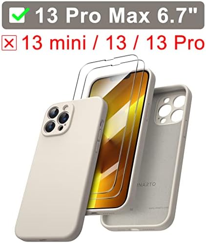 ORNARTO Compatible with iPhone 13 Pro Max Case 6.7 inch, with 2 x Screen Protector Liquid Silicone Gel Rubber Cover [Full Body] Shockproof Protective Phone Case for iPhone 13 Pro Max-Starlight
