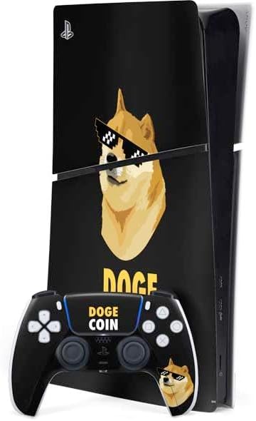 Skinit Decal Gaming Skin Compatible with PS5 Slim Digital Edition Bundle - Doge Coin Crypto Design