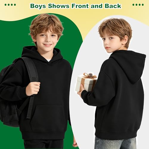 Image of Kids Athletic Pullover Hoodie Sweatshirt with Pocket Tops,2-12Years | Boys and Girls Fleece Hooded Christmas Halloween Teen Girls Athletic Hoodie Solid Color Lightweight Classic Kids Clothes