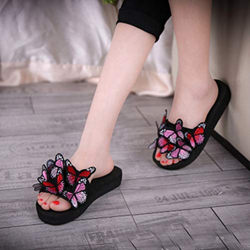 Image of MIOKE Summer Flat Slide Sandals For Womens Butterfly Platform Low Heel Comfy Nonslip Casual Beach Sandals