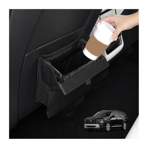 Image of for Car Trash Bag for 2023-2026 Honda Pilot Rear Seat Hanging Trash Can with Magnetic Closure PU Leather Trash Bin Foldable Garbage Bag & Organizer