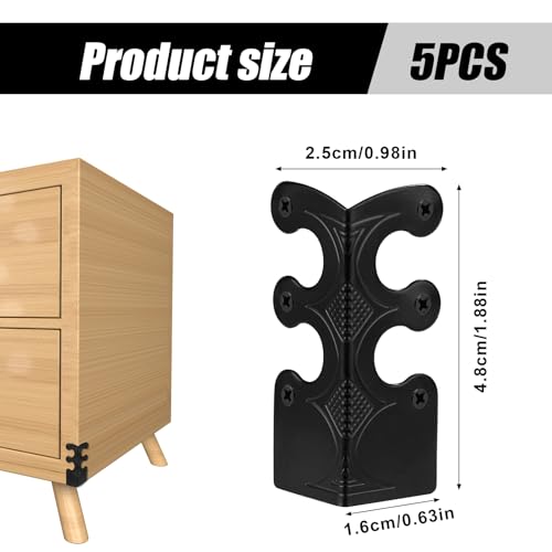Image of Tinoaly 5pcs Black Iron L-Shaped Baseboard Skiffers Corner Protectors for Furniture, Baby Proofing, Office Supplies