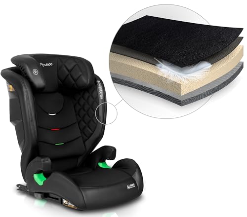 Nukido Kindersitz Kinderautositz 15 Bis 36 kg Autositz Für Kinder 4 Bis 12 Jahren ISOFIX Kopfstützenverstellung Neigungsverstellung Louis (Schwarz)