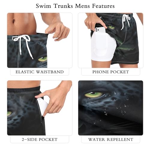Black Dark Panther Mens Swim Trunks, Quick Dry Mens Boardshorts, 4.7 Inches Inseam Mens Bathing Suits(73) 5