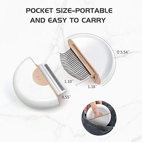 Cat Hair Removal Comb Dog Grooming Brush 2 in 1 Pet Massage Shedding Brush Portable Self Cleaning Tools for Short Long Haired Puppy & Kitten & Rabbit & Little Pets - Thumbnail 6