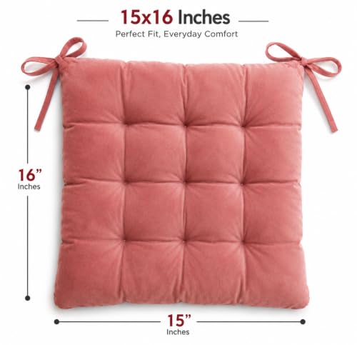 Image of BSB HOME Chair Pad Cushion with Tie Straps, Thick Tufted Seat Cushion for Dining, Office & Wooden Chairs, Soft Comfortable Chair Seat Pad with Durable Stitching,16 x 16 Inches(41 x 41 cm) - Dusty Pink