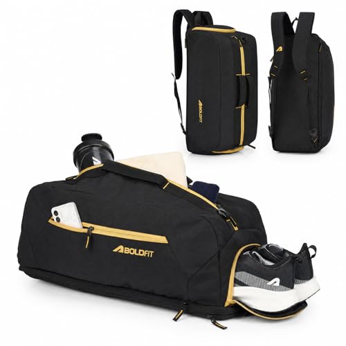 Image of Boldfit Crossbody Gym Duffel Bag for Men & Women, Waterproof Travel Gym Bag with Shoe Compartment, Adjustable Shoulder Strap, Multiple Pockets, Durable Sports Bag for Workout, Travel & Everyday Use