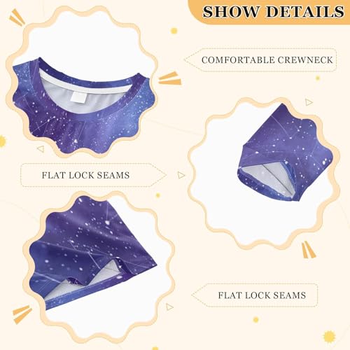 Image of Kids Universe Starry Galaxy Long Sleeve Rash Guard Shirt Space Shiny Swim Shirt for Boys Girls UPF 50+ 3-12T