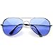 Colorful Premium Silver Metal Aviator Glasses with Color Lens Sunglasses (Blue)