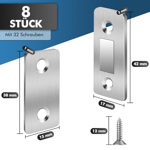 shinfly Türmagnet, Magnete für Schranktüren 8 Stück Ultra Dünn Türmagnete, Magnetschnäpper Schrankmagnete Türmagnet Selbstklebend Schubladen Türschließer für Küchenschränke, Schubladen