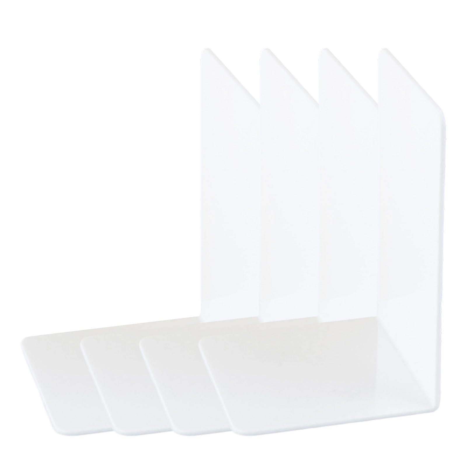 4 Pcs Acrylic Bookends Book Holders Stand Book Stoppers L-Shape Bookends Desk Organisers for Books Magazines End