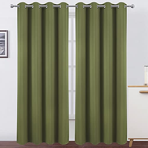 Image of LEMOMO Olive Blackout Curtains /52 x 95 Inch /Set of 2 Panels Thermal Insulated Room Darkening Curtains for Bedroom