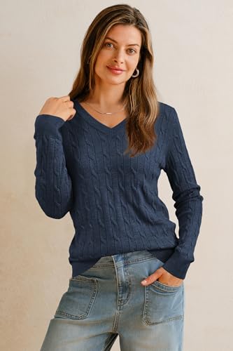 Image of Arach&Cloz Women's Wool Blend Fall Sweaters Business Casual Outfits 2026 | Soft&Breathable Pullover, Long Sleeve, V-Neck, Relaxed Fit Workwear, Business Casual, Teacher Outfits