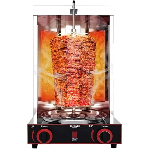 XUXIAO Parrilla de Barbacoa giratoria a Gas de Oriente Medio - Máquina de Barbacoa Vertical Comercial, para Uso Comercial, en restaurantes y en el hogar, con Bandeja recolectora de Aceite