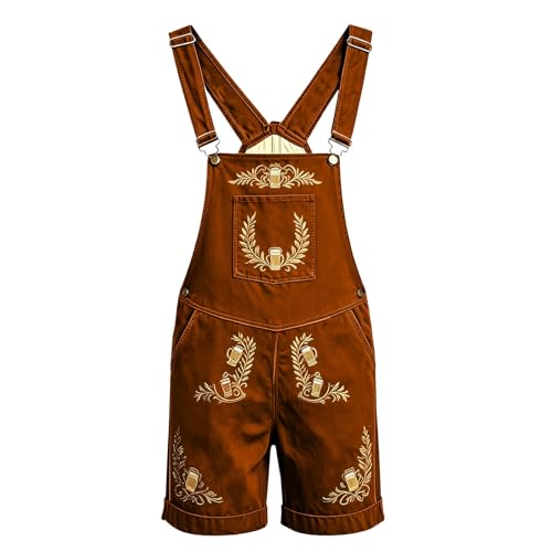 Pantalones casuales con tirantes para hombre con estampado de festival de verano en color negro