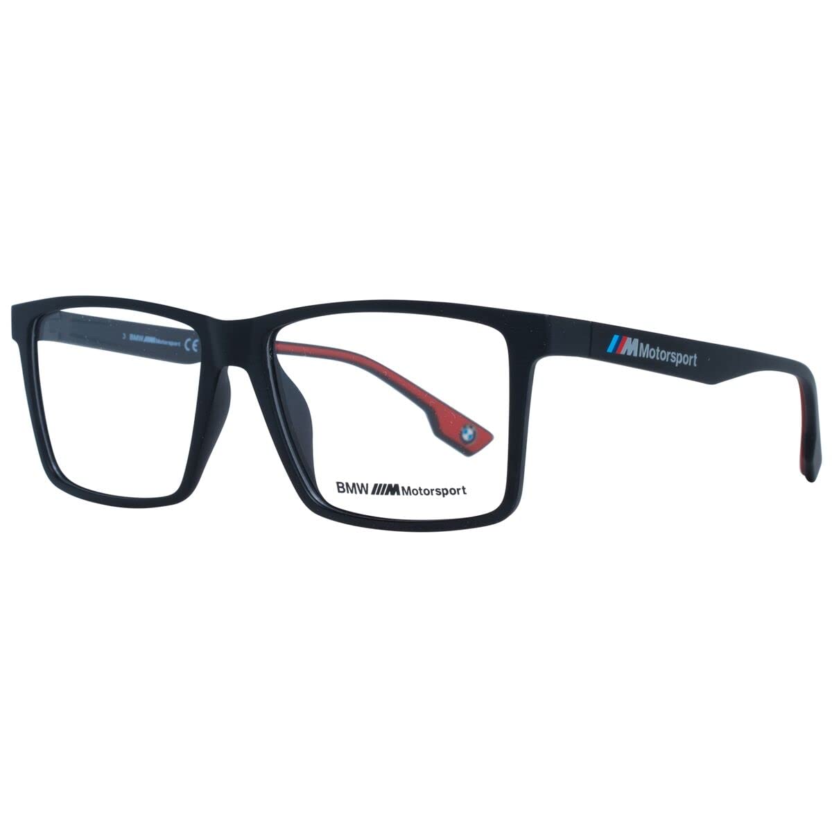 BMW Motorsport Square Shape Injected Eyeglasses Frame for Men, 57 mm Size, Matte Black