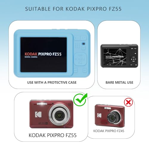 Image of Case for Kodak PIXPRO FZ55,FZ55 Accessories,Soft Silicone Protective Case,Comes with 2 Screen Protectors and 1 Wrist Strap - Light Blue