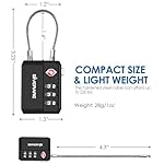 2 Pack TSA Approved Travel Luggage Locks, Cable Combination Lock 3-Digit, Keyless Suitcase Padlocks, Weatherproof Padlock for Locker, Golf Bag, Gun Case, Backpack, Anti Theft, Easy Read Dials-Black - Image 2