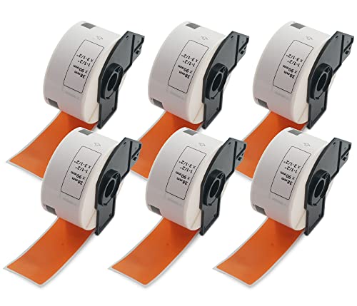 Étiquettes Brother DK-1208 orange pour organiser vos colis et courriers