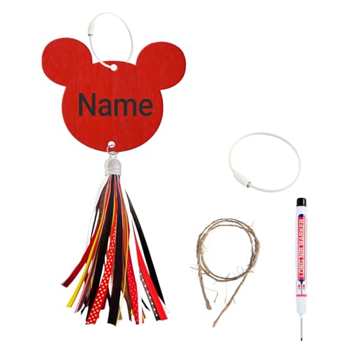 Stroller Identification Name Tag Pendant Wood Hanger with Custom Name Quickly Locate Your Stroller in Crowded Parks Airports (Red-Colored Tassels)