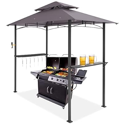 MEWAY 8x5 Outdoor Grill Gazebo Canopy, BBQ Canopy Gazebo Tent for Patio,Barbecue,Grey