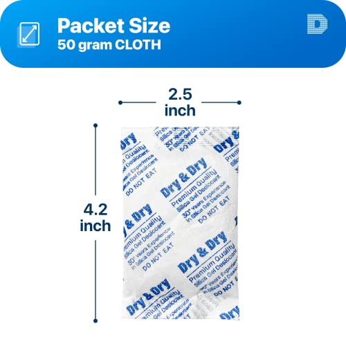 Image of Dry & Dry 30 Gram [20 Packets] Silica Gel Packets Desiccants, Silica Packets - Rechargeable Moisture Absorbers for Food Storage, Electronics, 3D Filament & Safes