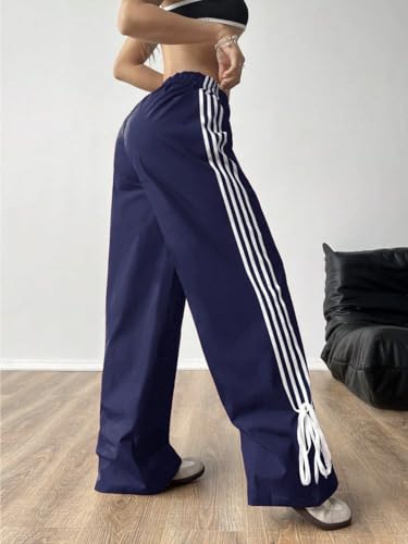Image of Elasticated Sporty Women Cargo Track Pant with Side Stripes