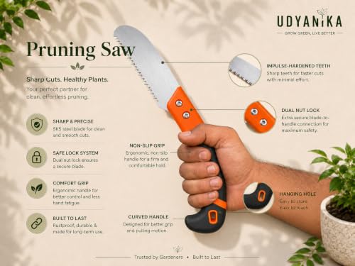 Image of Pruning Saw Cutter for Trees with Safety Cover | Hand Saw for Gardening & Tree Cutting | Wood Cutter Saw with Ergonomic Grip | Tree Cutter for Branches & Wood Pruning