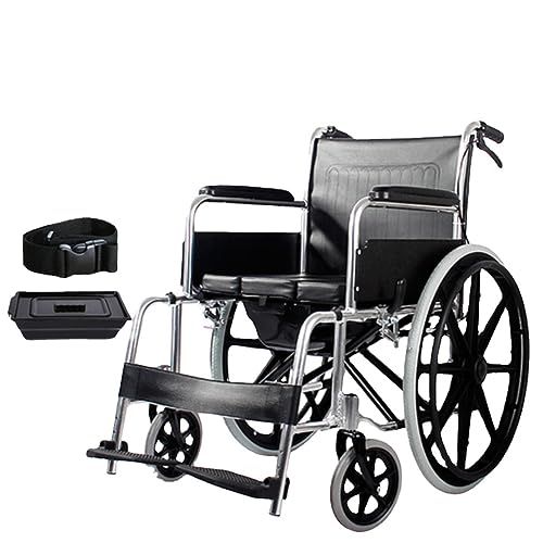 車椅子高齢者麻痺手動車椅子折りたたみライトトロリートイレ付き多機能携帯トイレ (暗灰色)