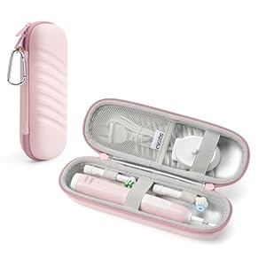 Electric Toothbrush Travel Case for Oral B/Oral-B Pro/Phlips Sonicare, Waterproof Portable Toothbrush Protective Storage Bag with Mesh Pocket Covers Protection (Pink)