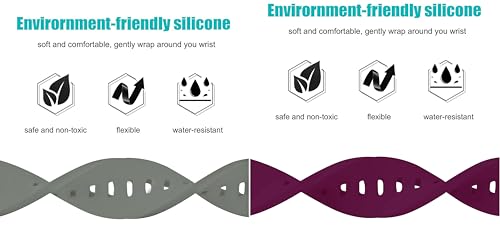Image of ACM Pack of 2 Watch Strap Silicone Belt 22mm compatible with Beatxp Unbound Neo Smartwatch Casual Classic Band (Grey /Purple)